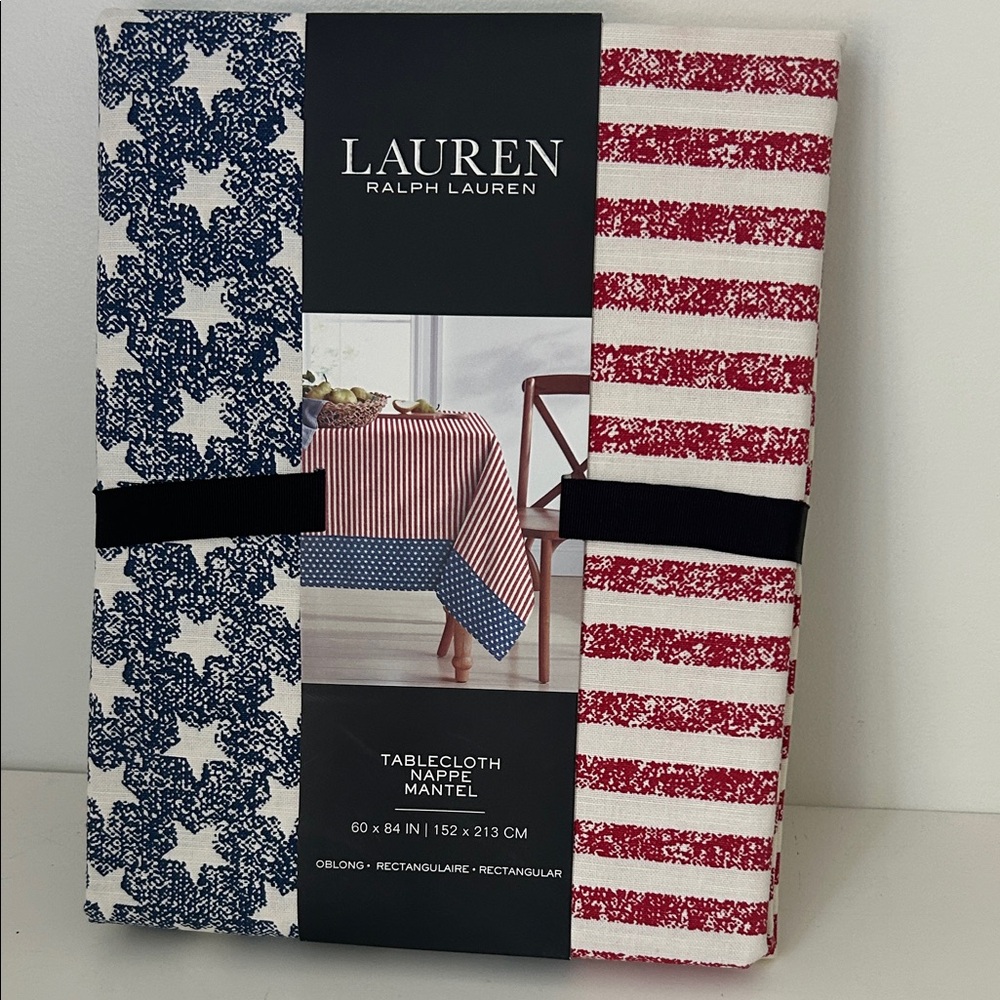 Lauren Ralph Lauren Red, White & Blue Stars and Stripes Tablecloth 60 X 84 IN